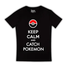 Прикольные футболки: Keep calm and catch pokemon black